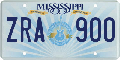 MS license plate ZRA900
