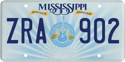 MS license plate ZRA902