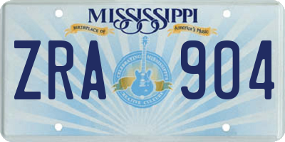 MS license plate ZRA904