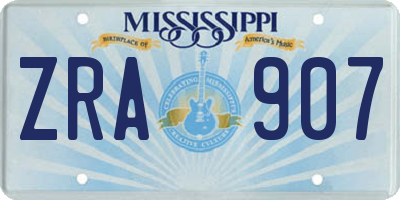MS license plate ZRA907