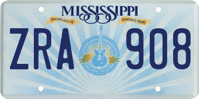 MS license plate ZRA908