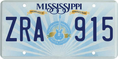 MS license plate ZRA915