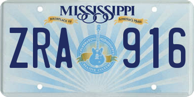 MS license plate ZRA916