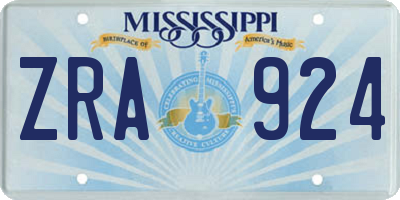 MS license plate ZRA924