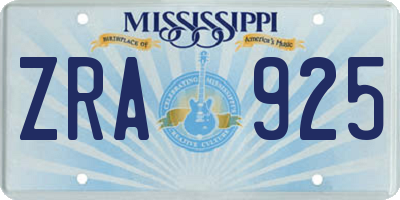 MS license plate ZRA925