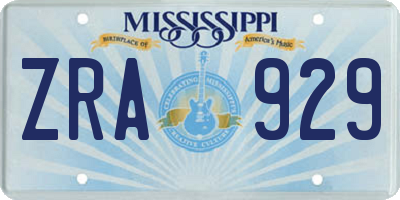MS license plate ZRA929