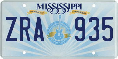 MS license plate ZRA935
