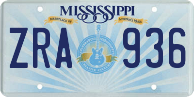 MS license plate ZRA936