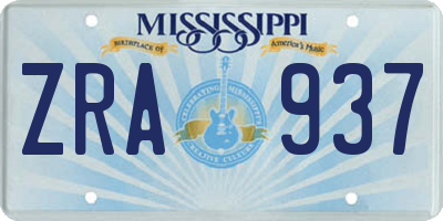 MS license plate ZRA937