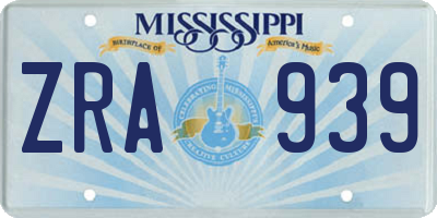 MS license plate ZRA939