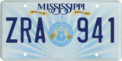 MS license plate ZRA941