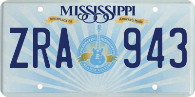 MS license plate ZRA943