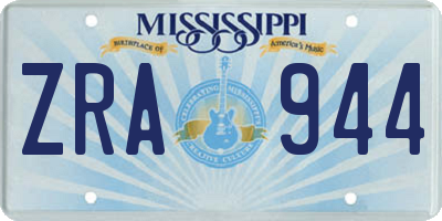 MS license plate ZRA944