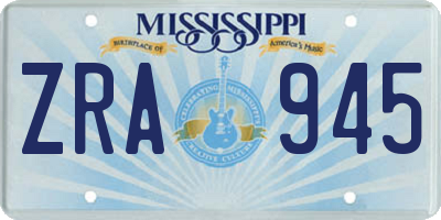 MS license plate ZRA945