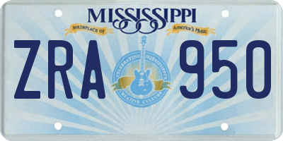 MS license plate ZRA950