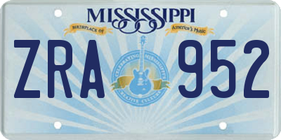 MS license plate ZRA952
