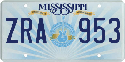 MS license plate ZRA953