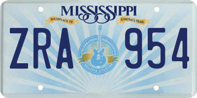 MS license plate ZRA954