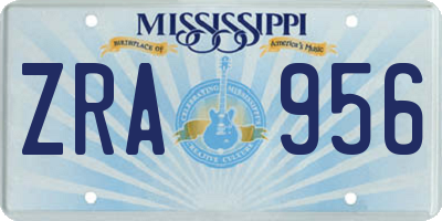 MS license plate ZRA956