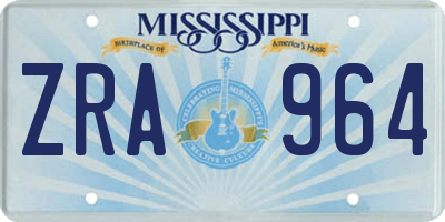 MS license plate ZRA964