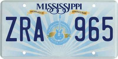 MS license plate ZRA965