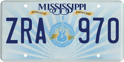 MS license plate ZRA970