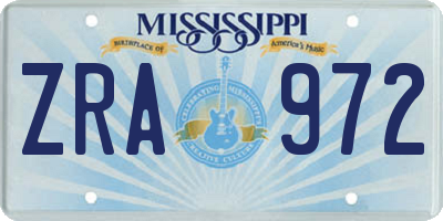 MS license plate ZRA972