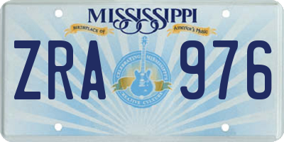 MS license plate ZRA976