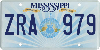 MS license plate ZRA979