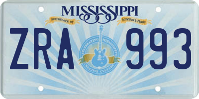 MS license plate ZRA993
