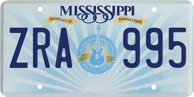 MS license plate ZRA995