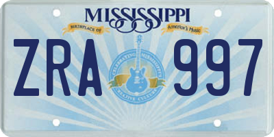 MS license plate ZRA997