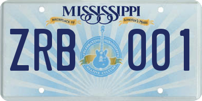 MS license plate ZRB001