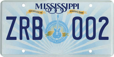 MS license plate ZRB002