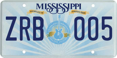 MS license plate ZRB005