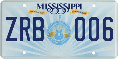 MS license plate ZRB006