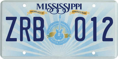 MS license plate ZRB012
