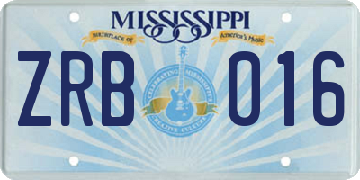 MS license plate ZRB016