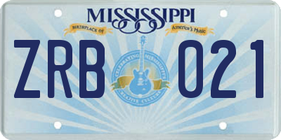 MS license plate ZRB021