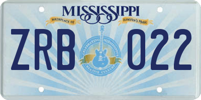 MS license plate ZRB022