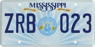 MS license plate ZRB023