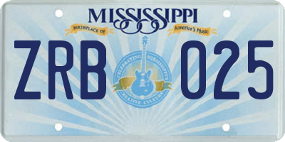 MS license plate ZRB025