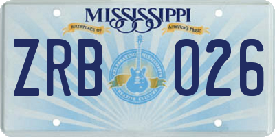 MS license plate ZRB026