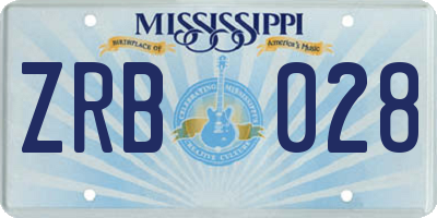 MS license plate ZRB028