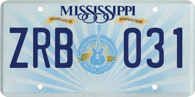 MS license plate ZRB031