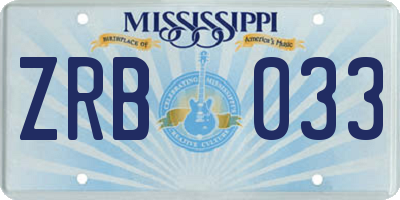 MS license plate ZRB033