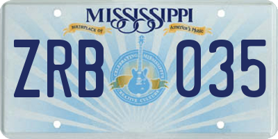 MS license plate ZRB035
