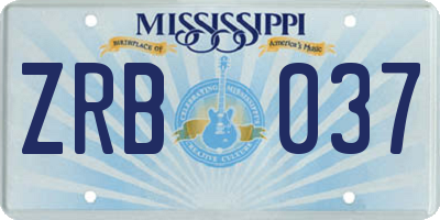 MS license plate ZRB037