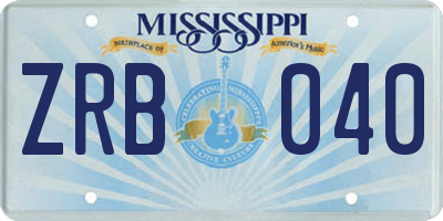 MS license plate ZRB040
