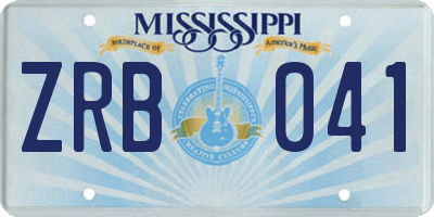 MS license plate ZRB041